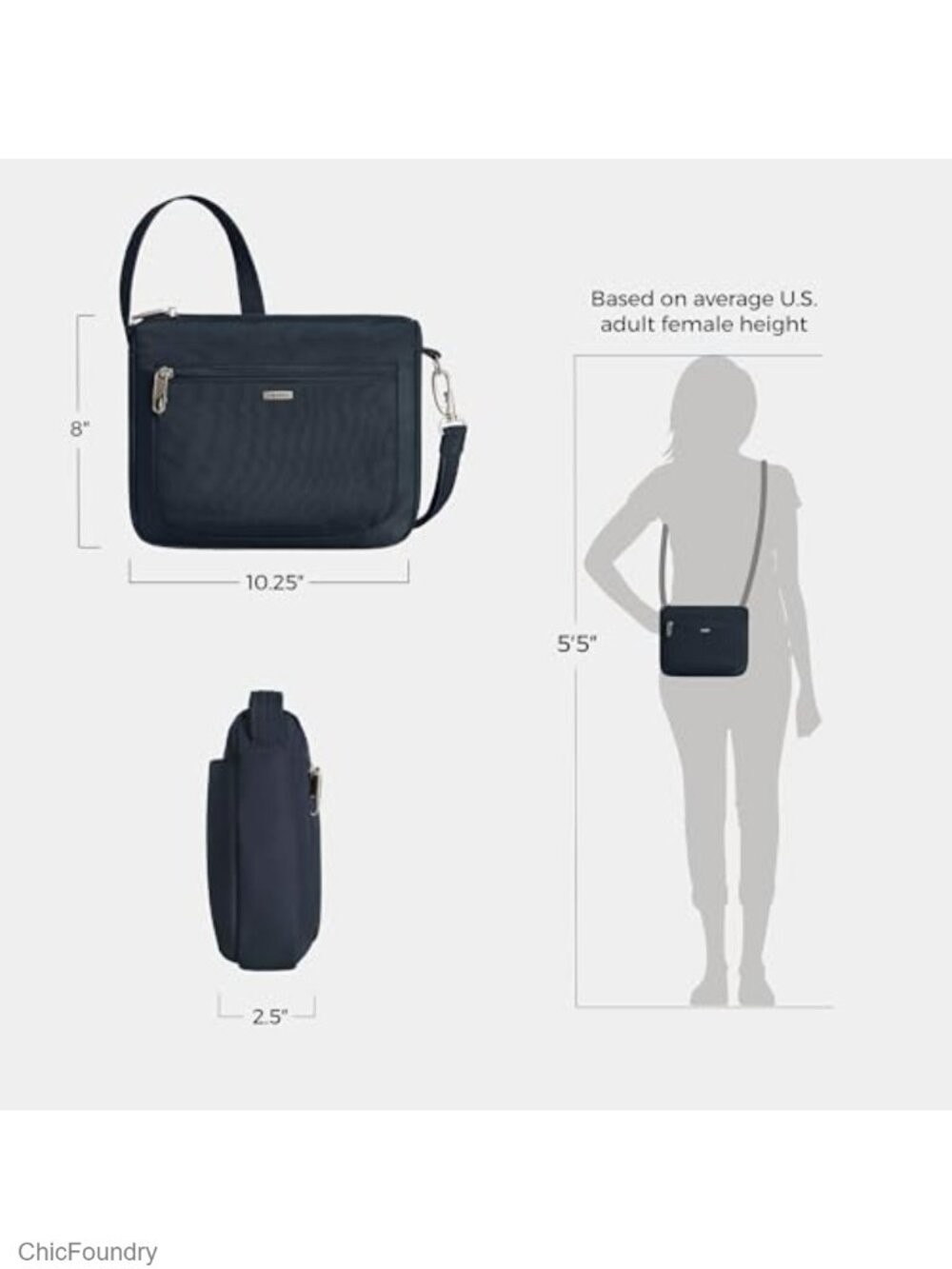 Anti-Theft RFID Blocking Crossbody Bag Travel Purse with Adjustable Strap - Picture 3 of 6